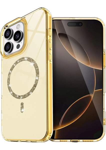 Buğz Apple Iphone 14 Pro Max Live Diamond Magsafe Kapak - Sarı