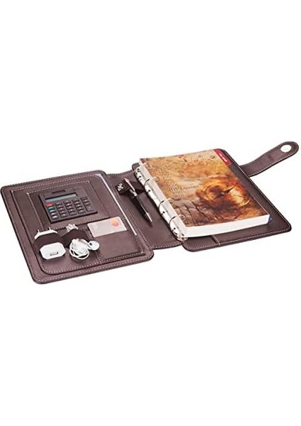 2k 5292 Ajanda Tarihsiz Çizgili Deri Telefon Kılıflı 4 Halka Mekanizmalı Hesap Makineli Organizer, Kahverengi modelleri