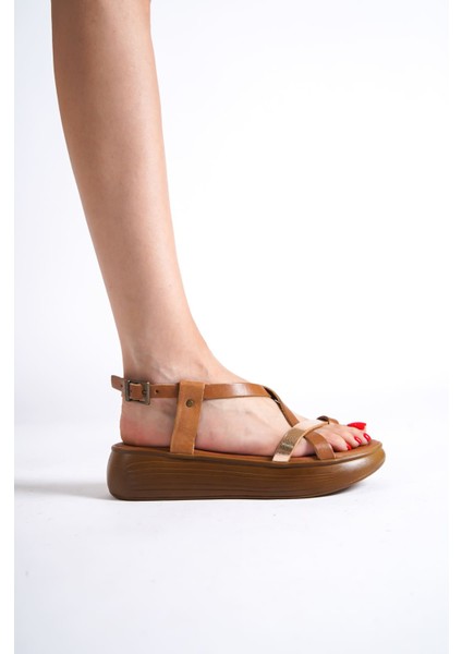 Legia Taba Altın Detaylı Hakiki Deri Sandalet modelleri