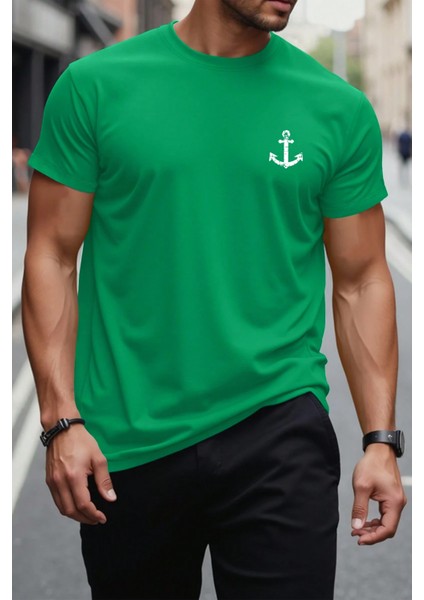 Çapa Baskılı Erkek Oversize T-Shirt