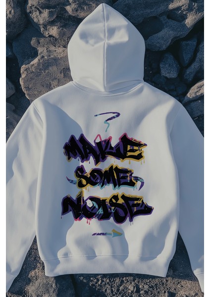 Make Some Noise Baskılı Oversize Kapüşonlu Sweatshirt fiyatları