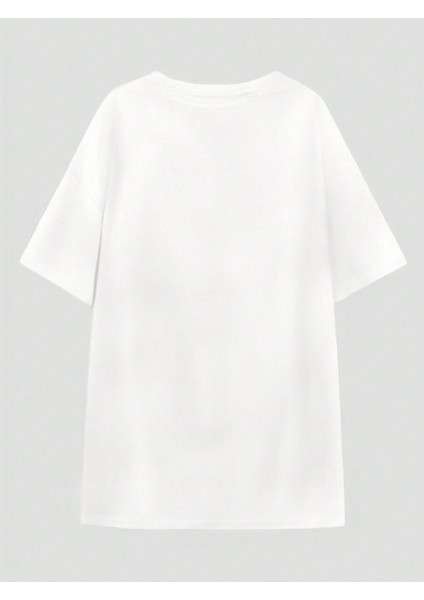 Çicek Ay Baskılı Kadın Oversize T-Shirt fiyatları