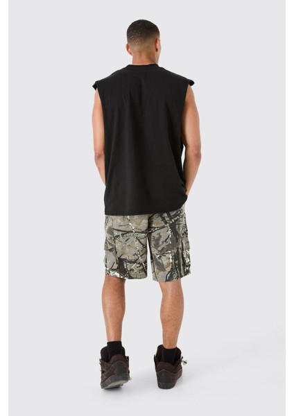 Oversize Unisex Siyah Düz Kolsuz T-Shirt fiyatları