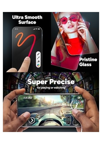 14 Pro Max Için Görünmez Cam Gizlilik Ekran Koruyucu - Iki Yönlü Gizlilik Filtresi, 4x Daha Güçlü, Parmak Izi Önleyici Teknoloji, Kurulumu Kolay