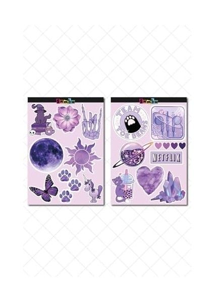 Purple Aesthetic Temalı Etiket Seti 1 - Mor - Laptop Notebook Telefon fiyatları