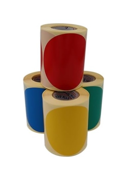 Hazır Al Hızlı Al Kuşe Daire Renk Baskılı Çap Etiketi 75MM Daire Ölçülerinde Yuvarlak Çıkartma Ruloda 300 Adet Kendinden Yapışkanlı Rulo Etiketi Barkod Yazıcılar ile Uyumlu 40MM (Yeşil)