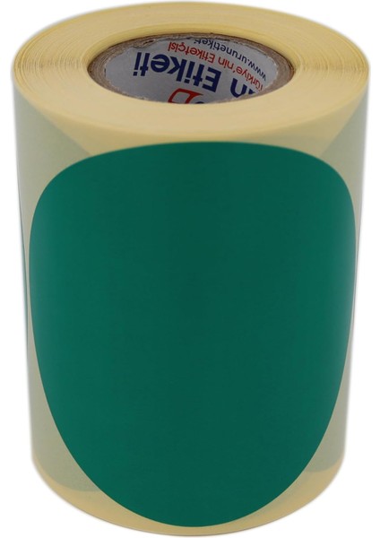Hazır Al Hızlı Al Kuşe Daire Renk Baskılı Çap Etiketi 75MM Daire Ölçülerinde Yuvarlak Çıkartma Ruloda 300 Adet Kendinden Yapışkanlı Rulo Etiketi Barkod Yazıcılar ile Uyumlu 40MM (Yeşil) modelleri
