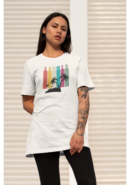 Kadın Summer Baskılı Oversize T-Shirt