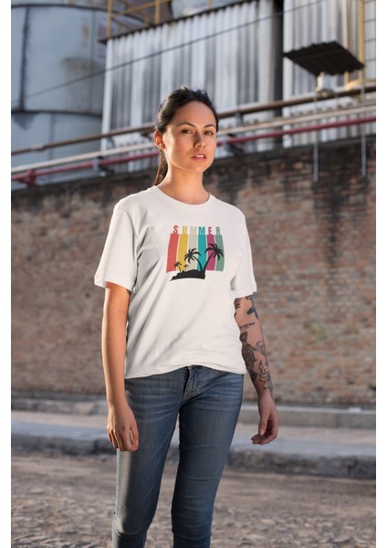 Kadın Summer Baskılı Oversize T-Shirt modelleri