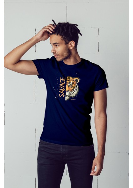 Savage Kaplan Baskılı Oversize Erkek T-Shirt