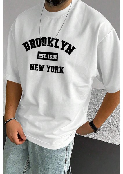 Brooklyn Baskılı Oversize T-Shirt