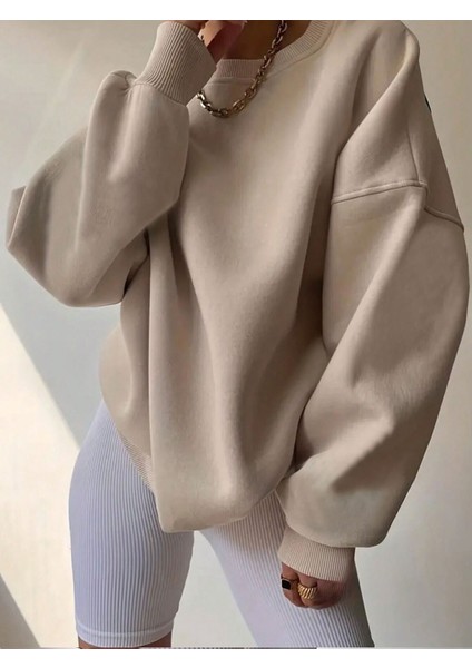 Baskısız Düz Oversize Sweatshirt