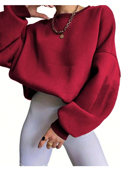 Baskısız Düz Oversize Sweatshirt
