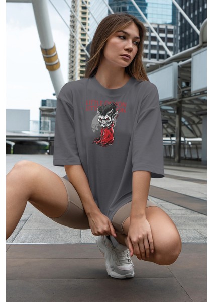 Lucifer Baskılı Oversize T-Shirt