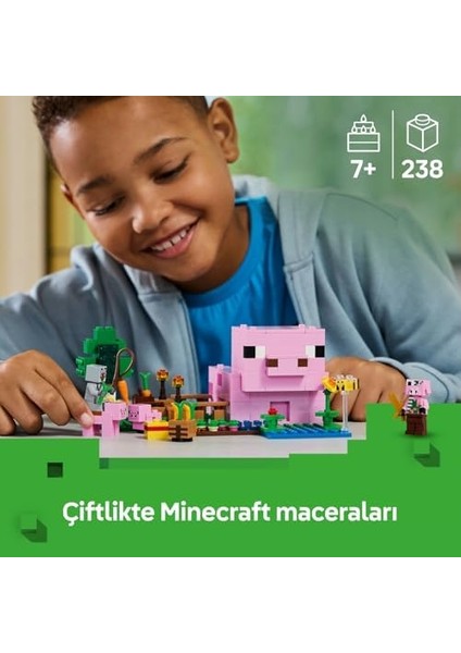Minecraft Yavru Domuz Evi 21268 - 7 Yaş ve Üzeri Çocuklar Için Kahraman Figürü, Yaratıklar ve Orman Biyomu Içeren Çiftlik Hayvanı Yapım Seti, Erkek ve Kız Çocukları Için Hediye Fikri (238 Parça)