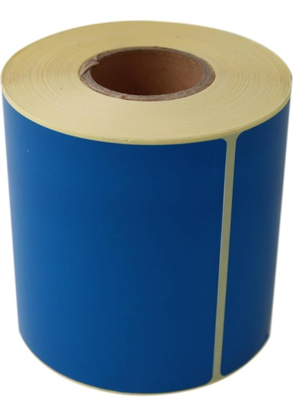 Hazır Al Hızlı Al Kuşe Rulo Etiket, 100MM x 140MM 350 Adet Çapı Mavi Zemin Baskılı Rulo