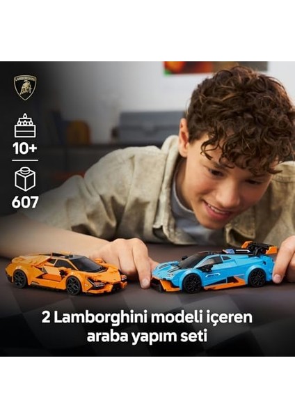 Speed Champions Lamborghini Revuelto ve Huracán Sto 77238 - 10 Yaş ve Üzeri Çocuklar Için Çift Model Araba, Detaylı Yarış Arabaları ve Sürücü Figürleriyle Oyun ve Sergileme Yapım Seti (607 Parça)