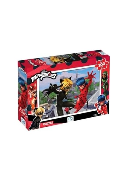 Mucize: Uğur Böceği ile Kara Kedi Lisanslı 200 Parça 33X48CM Çocuk Puzzle Yapboz Serisi
