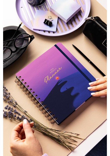 2026 18X20 Spiralli Haftalık Kare Ajanda 12 Aylık - Gün Batımı