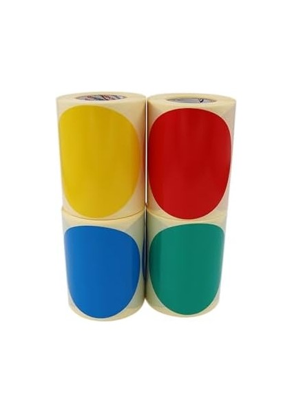 Hazır Al Hızlı Al Kuşe Daire Renk Baskılı Çap Etiketi 100MM Daire Ölçülerinde Yuvarlak Çıkartma Ruloda 250 Adet Kendinden Yapışkanlı Rulo Etiketi Barkod Yazıcılar ile Uyumlu 40MM (Sarı) modelleri