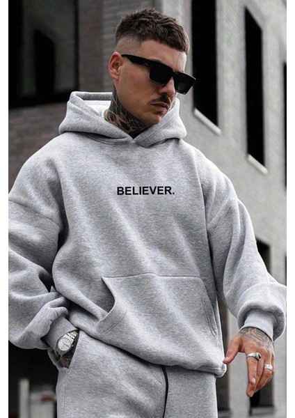 Believer Baskılı Oversize Kapüşonlu Sweatshirt fiyatları