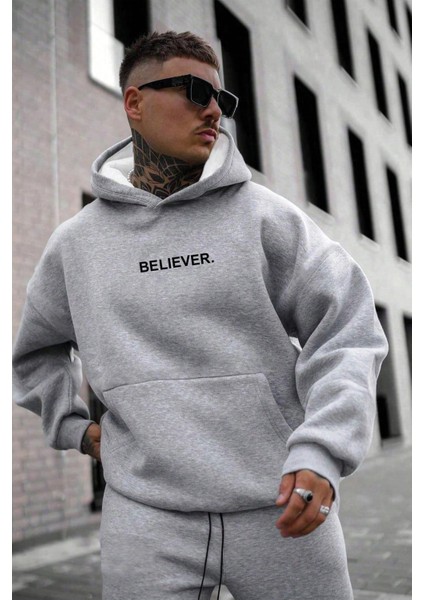Believer Baskılı Oversize Kapüşonlu Sweatshirt fırsatları