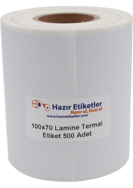 Hazır Al Hızlı Al Lamine Termal Etiket 100MM x 70MM Ruloda 500 Adet 40MM Çapında Direk Termal Transfer Etiketi modelleri