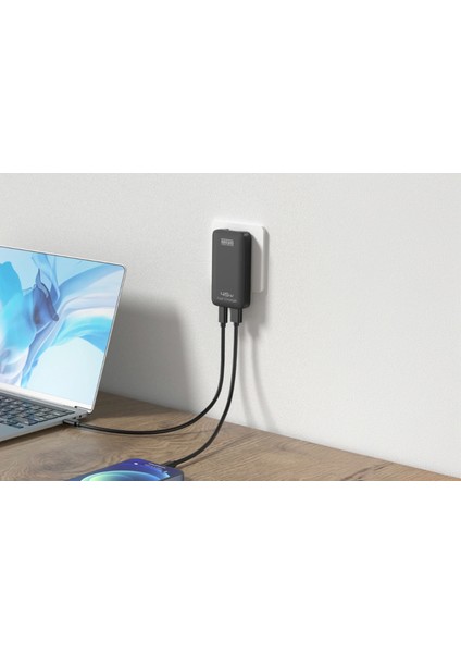 45W Hızlı Gan PPS Destekli Şarj Adaptörü / Type-C Usb-A Çift Port / Türk-Amerikan Tipi Çift Fiş / Ultra Slim fiyatları