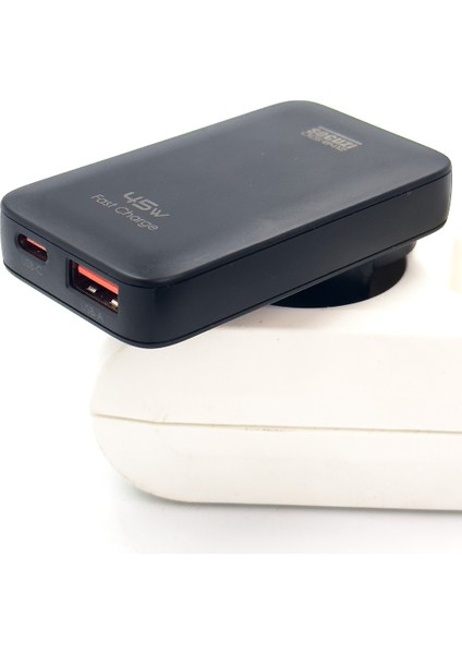 45W Hızlı Gan PPS Destekli Şarj Adaptörü / Type-C Usb-A Çift Port / Türk-Amerikan Tipi Çift Fiş / Ultra Slim fırsatları