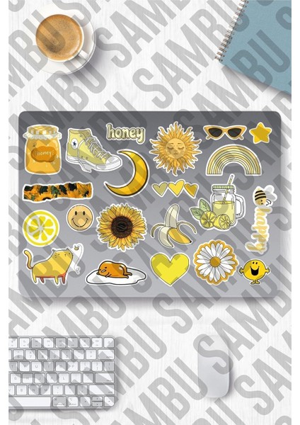 Yellow Aesthetic Temalı Etiket Seti 2 - Sarı - Laptop Notebook Telefon fiyatları