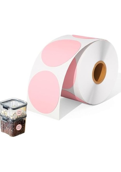 Yuvarlak Doğrudan Termal Etiketler, 600 Adet 5cm Çok Amaçlı Rulo Etiket, Pembe Yuvarlak Termal Etiket, Kendinden Yapışkanlı Doğrudan Termal Etiketler, Dıy Logo Tasarımı ve Qr Kod Için