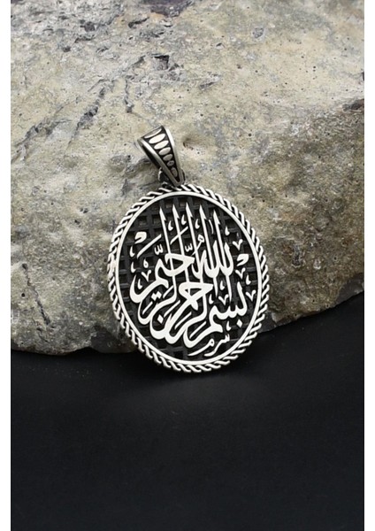 Kolye Ucu Bismillahirrahmanirrahim - Besmele Yazılı 925 Ayar Gümüş 902408