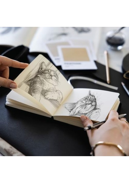 12X12 cm Sert Kapak 80 Yaprak 140 Gr. Eskiz Defteri - Book - Siyah modelleri