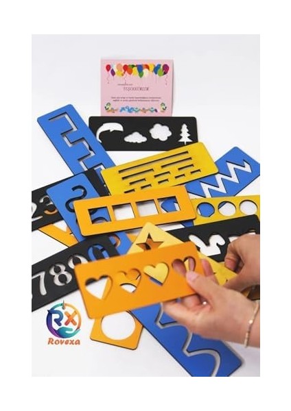 Rovexa Eğitici 4 Renkli El Kası Geliştirme ve Çizgi, Sayı ve Şekil Çalışmaları Seti 16 Parça