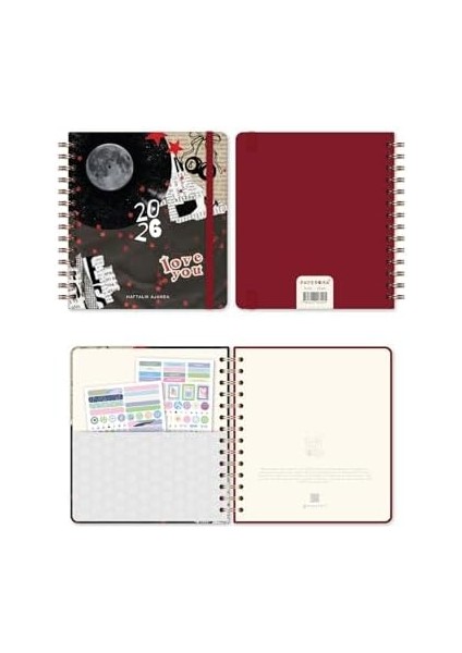 2026 18X20 Spiralli Haftalık Kare Ajanda 12 Aylık - Kolaj