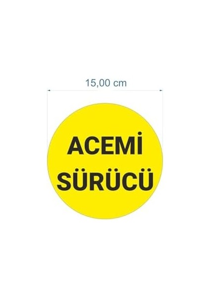 Parti Tasarla Acemi Sürücü Yazılı Oto 15X15 cm Sarı Zemin Siyah Yazı