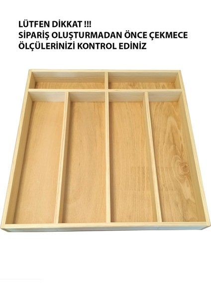 45X46 cm Ahşap Kepçelik Mutfak Çekmecesi Servis Gereçleri Düzenleyici Organizer