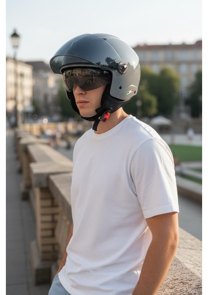 Sway Sw 765 The Dark Knight Güneş Vizörlü Siyah Cam Mat Yarım Açık Motosiklet Scooter Kask fiyatları