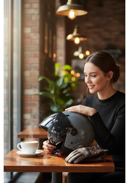 Sway Sw 765 The Dark Knight Güneş Vizörlü Siyah Cam Mat Yarım Açık Motosiklet Scooter Kask indirimleri