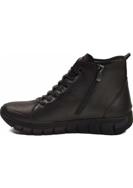 Siyah Hakiki Deri Içi Polarlı Kaymaz Fermuarlı Kadın Bot 3910 Z fırsatları