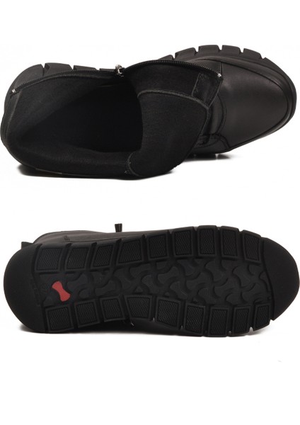 Siyah Hakiki Deri Içi Polarlı Kaymaz Fermuarlı Kadın Bot 3910 Z indirimleri