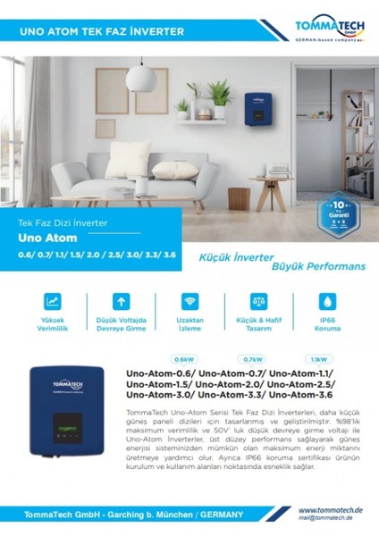 Uno Atom 3kw Tek Faz On-Grid Inverter fiyatları