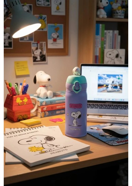 Snoopy Lisanslı Vintage Serisi Dekorasyonlu Termos 320 ml