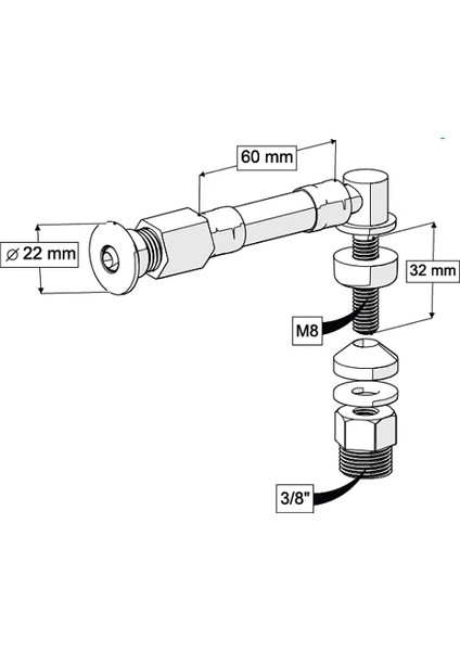 Yt323 Ø22 Küresel Uçlu L Tipi Esnek Taharet Çubuğu Rekorlu 60mm fiyatları