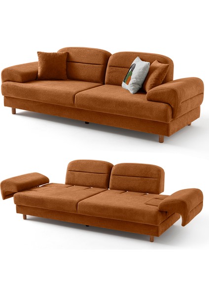 Lizbon Yataklı Sandıklı Koltuk Takımı 3+1 Turuncu