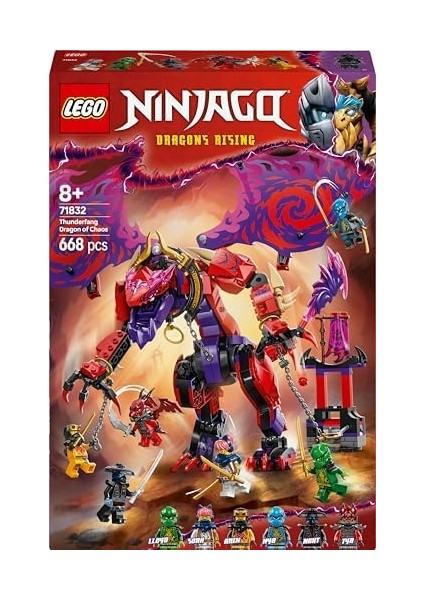 Thunderfang Ejderhası 71832-8 Yaş ve Üzeri Kız ve Erkek Çocukları Için 6 Minifigürü Içeren Yaratıcı Oyuncak Yapım Seti, Çocuklar Için Doğum Günü Hediyesi Fikri (668 Parça)