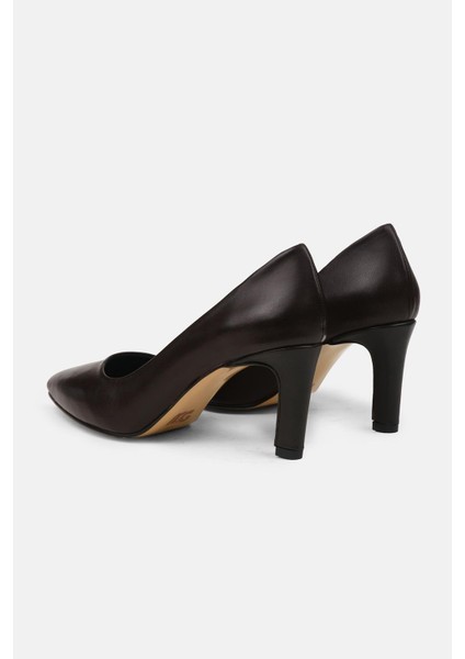 Beliz Hakiki Deri Acı Kahve Kadın Stiletto Ayakkabı