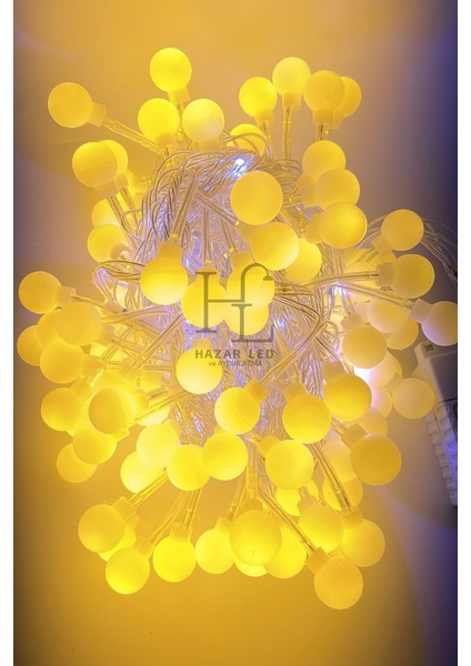 10 Metre Gün Işığı Beyaz Flaş Çakar Top LED Animasyonlu Şeffaf Kablolu Dekoratif LED Işık Yılbaşı Süsü