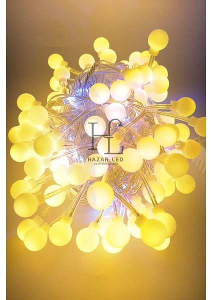 10 Metre Gün Işığı Beyaz Flaş Çakar Top LED Animasyonlu Şeffaf Kablolu Dekoratif LED Işık Yılbaşı Süsü fiyatları