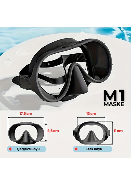 Molys M1 Dalış Maskesi + Kutusu + Şnorkel + Şnorkel Kabı + Anti Fog Buğu Önleyici Film Set Halinde Sarı Renk modelleri